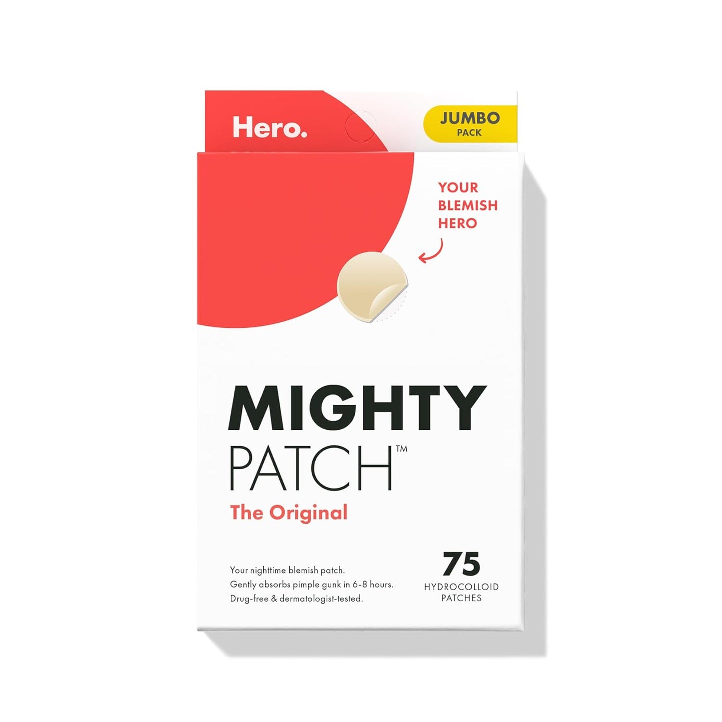 Hero Cosmetics Mighty Patch Original – Hydrocolloid Acne Pimple Patches for Whiteheads, Overnight Spot Stickers (36 Count)