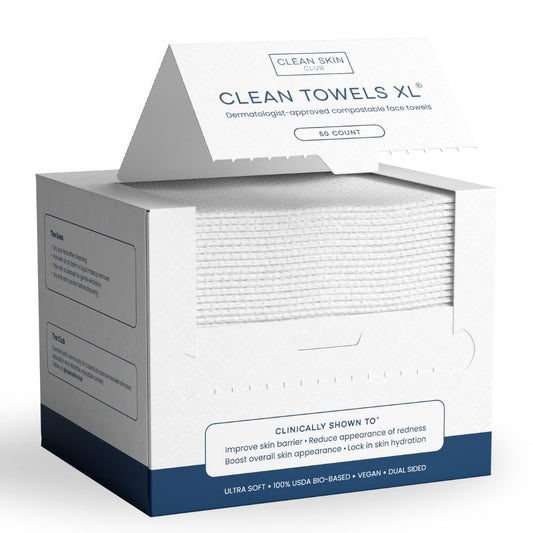 Clean Towels XL – 100% USDA Biobased Disposable Face Towels, Ultra Soft Dry Wipes, Eczema Association Accepted (50 Count)