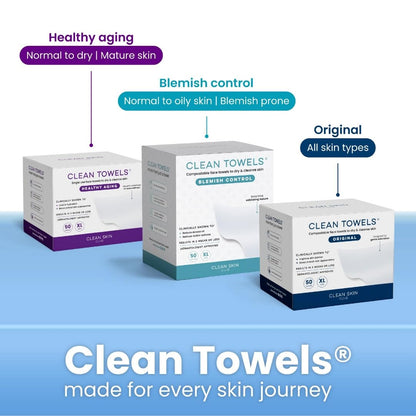 Clean Towels XL – 100% USDA Biobased Disposable Face Towels, Ultra Soft Dry Wipes, Eczema Association Accepted (50 Count)