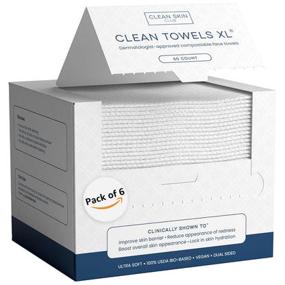 Clean Towels XL – 100% USDA Biobased Disposable Face Towels, Ultra Soft Dry Wipes, Eczema Association Accepted (50 Count)